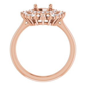 14K Rose Gold Round 1/2 CTW Natural Diamond Semi-Set Engagement Ring