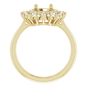14K Yellow Gold Round 1/2 CTW Natural Diamond Semi-Set Engagement Ring
