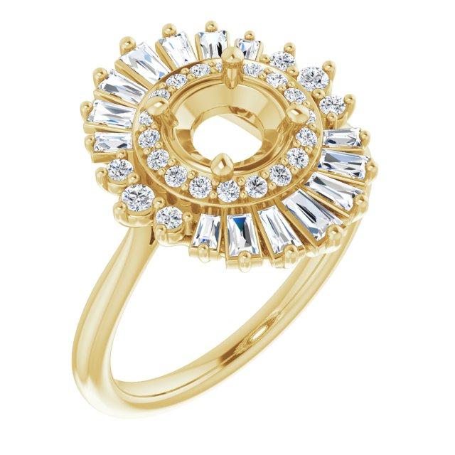 14K Yellow Gold Round 1/2 CTW Natural Diamond Semi-Set Engagement Ring