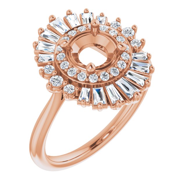 14K Rose Gold Round 1/2 CTW Natural Diamond Semi-Set Engagement Ring