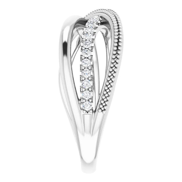 14K White Gold 1/5 CTW Natural Diamond Criss-Cross Ring