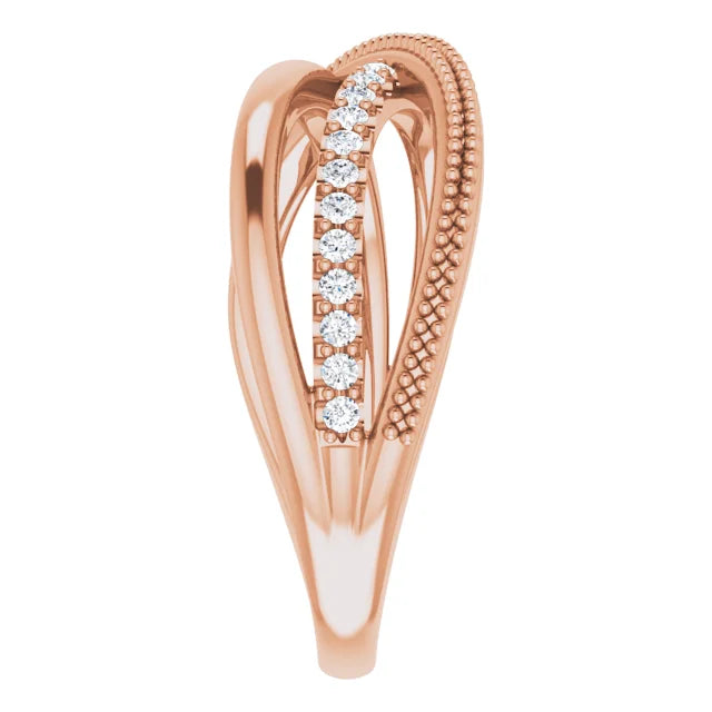 14K Rose Gold 1/5 CTW Natural Diamond Criss-Cross Ring