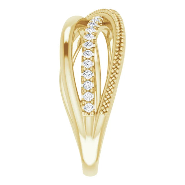 14K Yellow Gold 1/5 CTW Natural Diamond Criss-Cross Ring