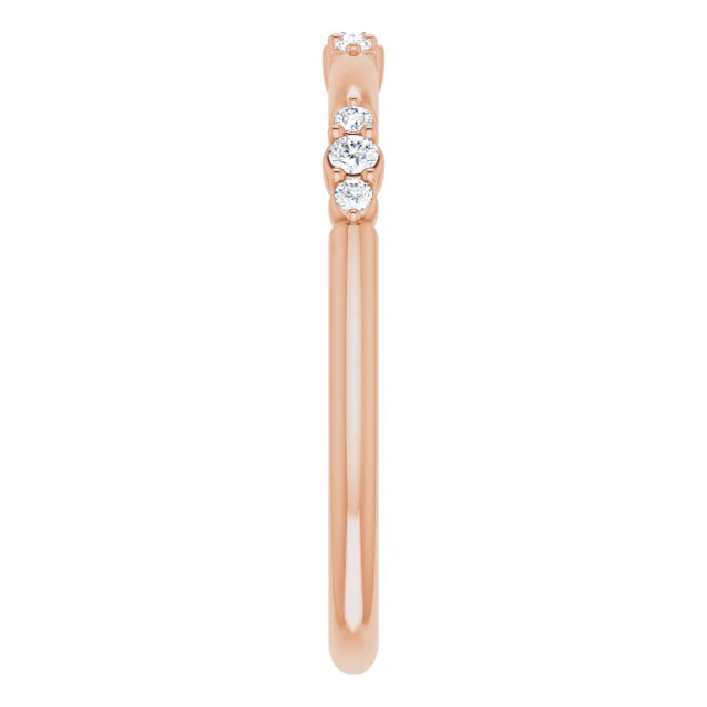14K Rose Gold 1/8 CTW Lab-Grown Diamond Stackable Ring
