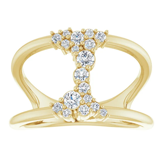 14K Yellow Gold 3/8 CTW Lab-Grown Diamond Negative Space Ring