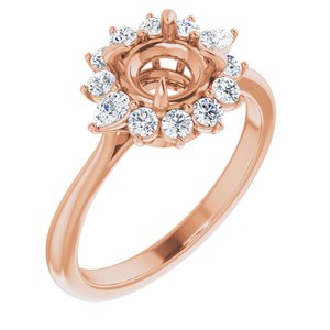 14K Rose Gold Round 1/2 CTW Natural Diamond Semi-Set Halo-Style Engagement Ring