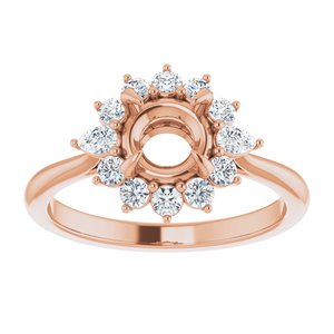 14K Rose Gold Round 1/2 CTW Natural Diamond Semi-Set Halo-Style Engagement Ring