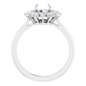 14K White Gold Round 1/2 CTW Natural Diamond Semi-Set Halo-Style Engagement Ring