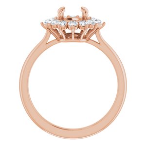 14K Rose Gold Round 1/2 CTW Natural Diamond Semi-Set Halo-Style Engagement Ring