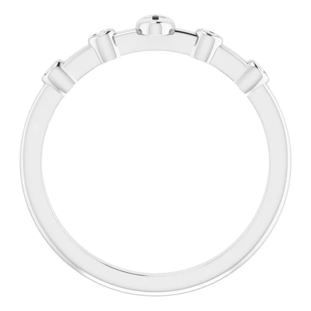 14K White Gold .06 CTW Natural Diamond Stackable Cross Ring