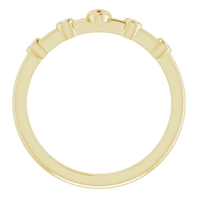 14K Yellow Gold .06 CTW Natural Diamond Stackable Cross Ring