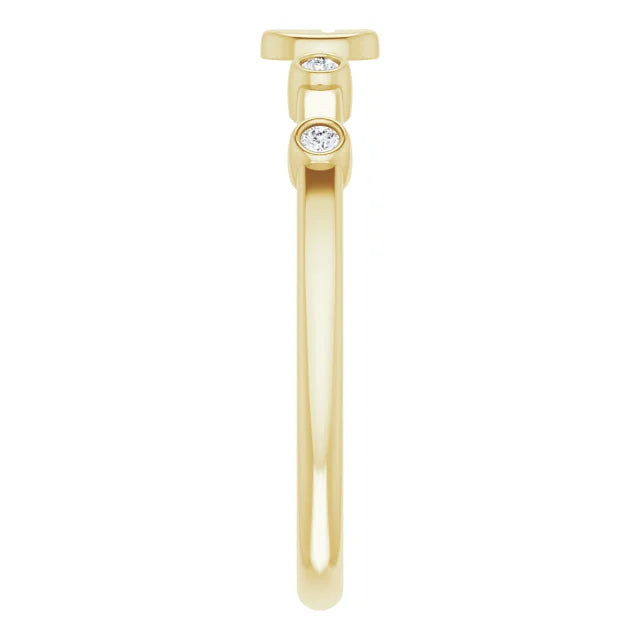 14K Yellow Gold .06 CTW Natural Diamond Stackable Cross Ring