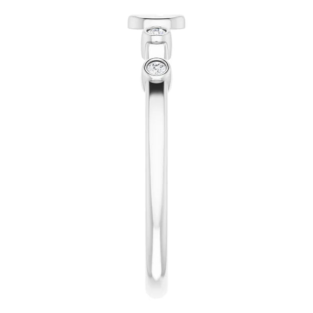 14K White Gold .06 CTW Natural Diamond Stackable Cross Ring
