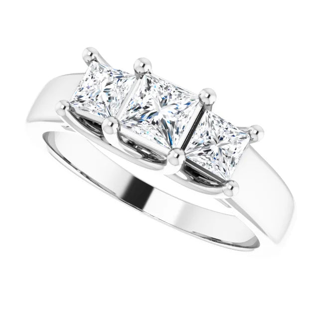 Sterling Silver Imitation White Cubic Zirconia Three-Stone Ring