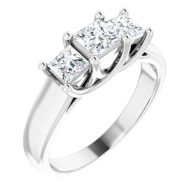 Sterling Silver Imitation White Cubic Zirconia Three-Stone Ring
