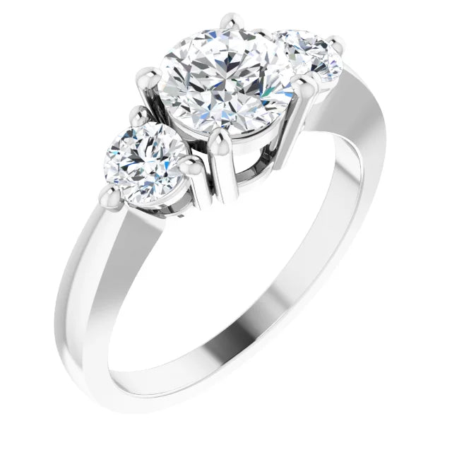 Sterling Silver Sterling Silver Imitation White Cubic Zirconia Three-Stone Ring