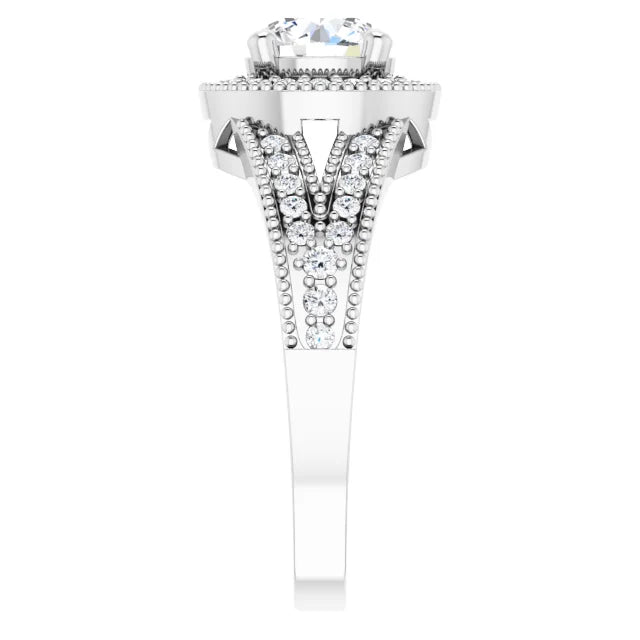 Sterling Silver Imitation White Cubic Zirconia Halo-Style Ring