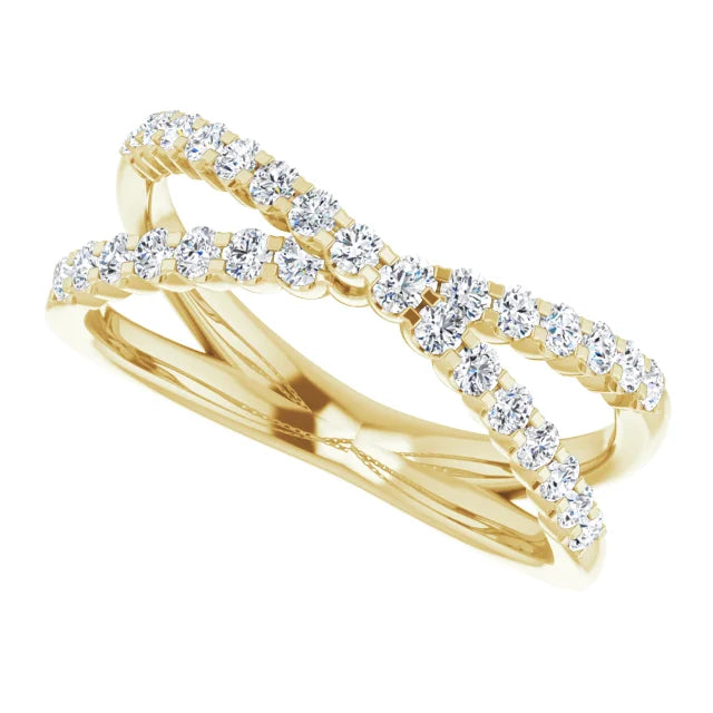 14K Yellow Gold 1/2 CTW Natural Diamond Criss-Cross Ring