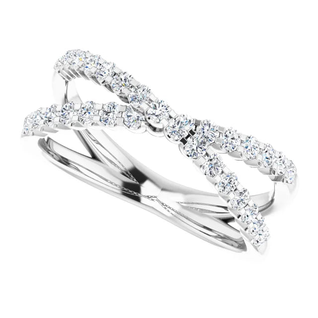 14K White Gold 1/2 CTW Natural Diamond Criss-Cross Ring