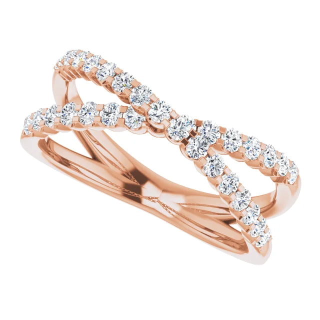 14K Rose Gold 1/2 CTW Natural Diamond Criss-Cross Ring