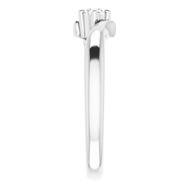 Sterling Silver 3 mm Round Cubic Zirconia Bypass Ring Size 7