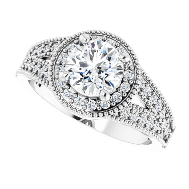 Sterling Silver Imitation White Cubic Zirconia Halo-Style Ring