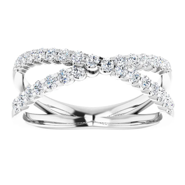 14K White Gold 1/2 CTW Natural Diamond Criss-Cross Ring