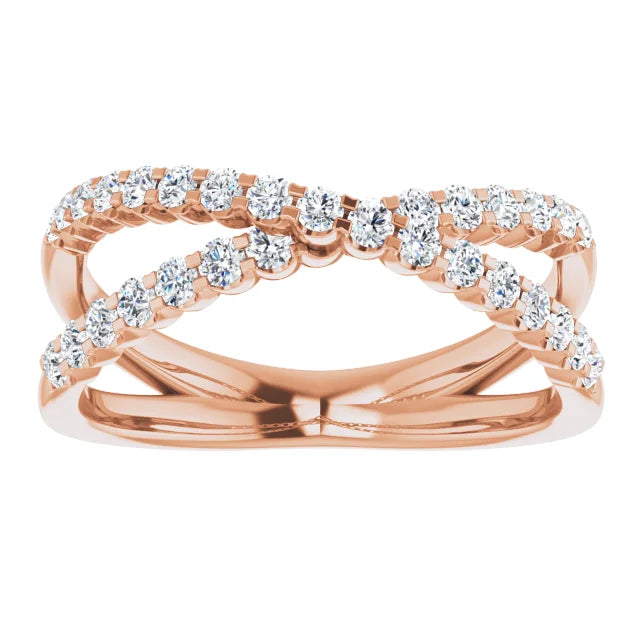 14K Rose Gold 1/2 CTW Natural Diamond Criss-Cross Ring