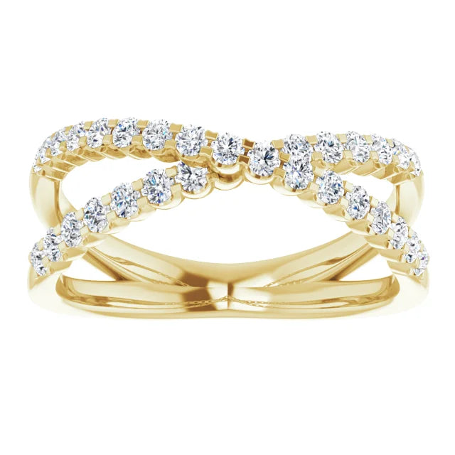 14K Yellow Gold 1/2 CTW Natural Diamond Criss-Cross Ring
