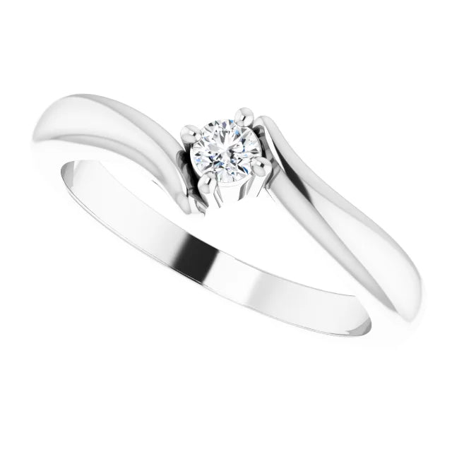 Sterling Silver 3 mm Round Cubic Zirconia Bypass Ring Size 7