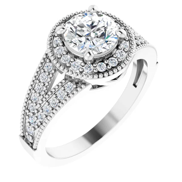 Sterling Silver Imitation White Cubic Zirconia Halo-Style Ring