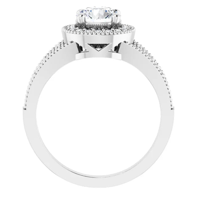 Sterling Silver Imitation White Cubic Zirconia Halo-Style Ring