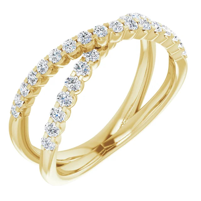 14K Yellow Gold 1/2 CTW Lab-Grown Diamond Criss-Cross Ring