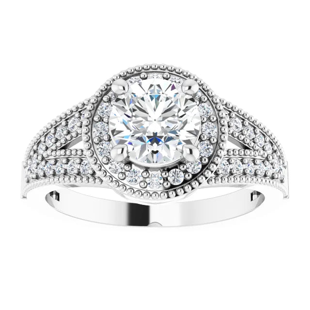 Sterling Silver Imitation White Cubic Zirconia Halo-Style Ring