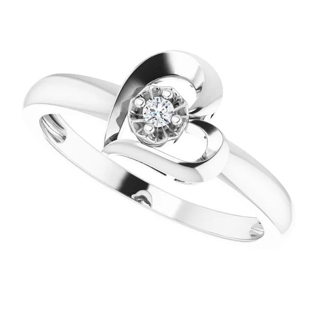 Sterling Silver Imitation White Cubic Zirconia Heart Ring