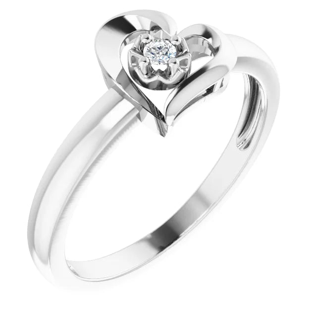 Sterling Silver Imitation White Cubic Zirconia Heart Ring
