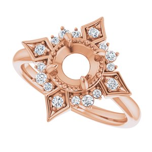 14K Rose Gold Round 1/5 CTW Diamond Semi-Set Engagement Ring