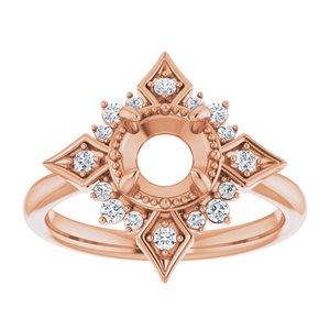 14K Rose Gold Round 1/5 CTW Diamond Semi-Set Engagement Ring