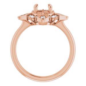 14K Rose Gold Round 1/5 CTW Diamond Semi-Set Engagement Ring