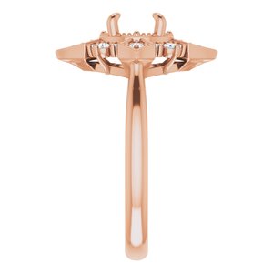 14K Rose Gold Round 1/5 CTW Diamond Semi-Set Engagement Ring