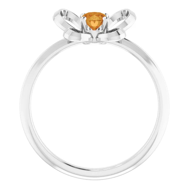 14K White Gold 4x3 mm Oval November Youth Butterfly Birthstone Ring