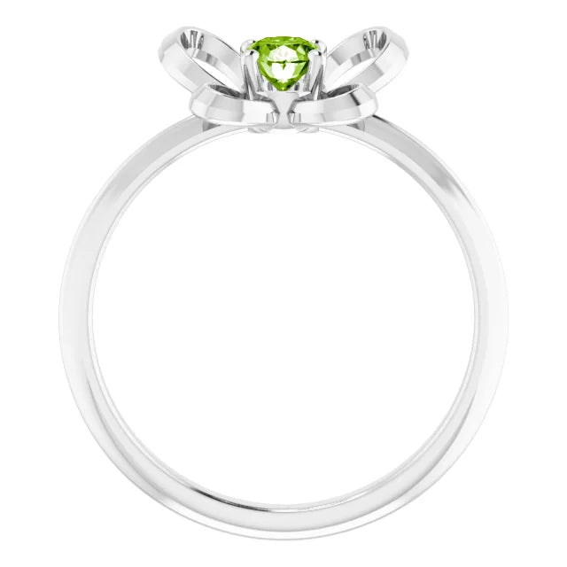 14K White Gold 4x3 mm Oval August Youth Butterfly Birthstone Ring