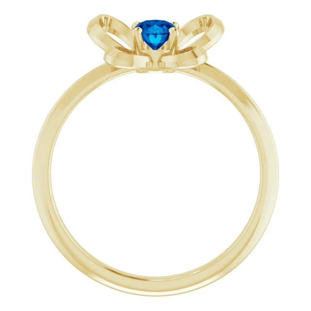 14K Yellow Gold 4x3 mm Oval September Youth Butterfly Birthstone Ring