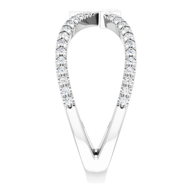 14K White Gold 1/5 CTW Natural Diamond French-Set Cross Ring