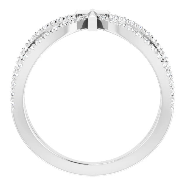 14K White Gold 1/5 CTW Natural Diamond French-Set Cross Ring