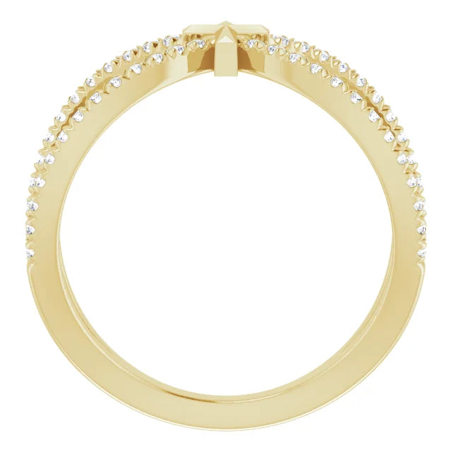 14K Yellow Gold 1/5 CTW Natural Diamond French-Set Cross Ring