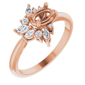 14K Rose Gold Oval 1/5 CTW Diamond Semi-Set Engagement Ring