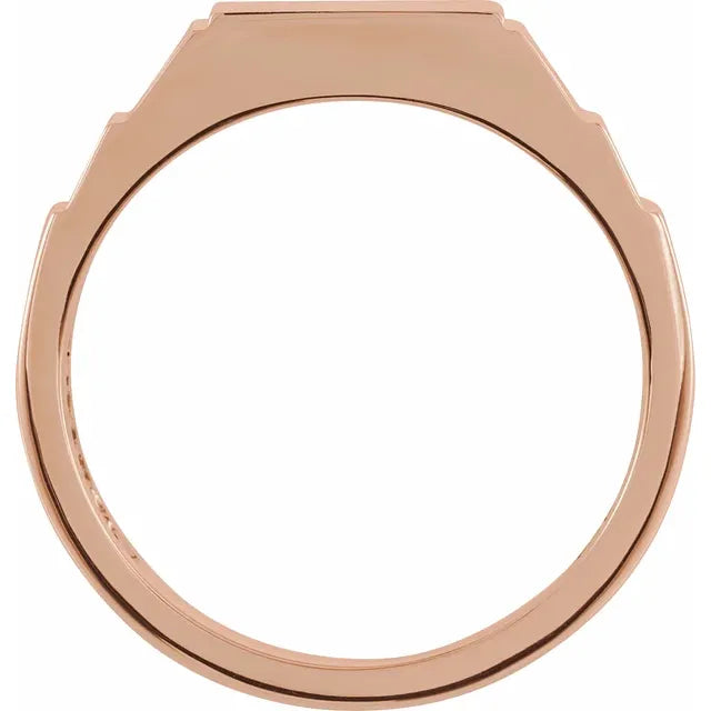 14K Rose Gold .08 CTW Natural Black Diamond 23.5 mm Geometric Signet Ring