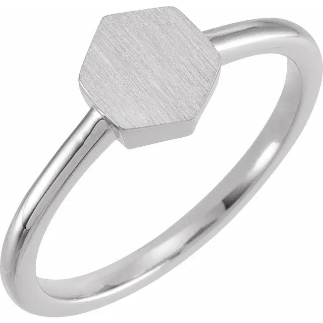 Sterling Silver 9.5x8 mm Geometric Signet Ring