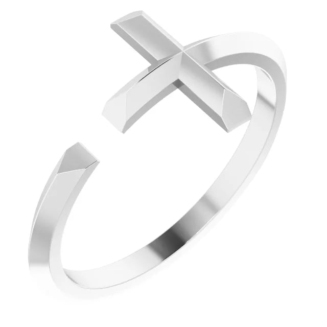 Sterling Silver Negative Space Cross Ring